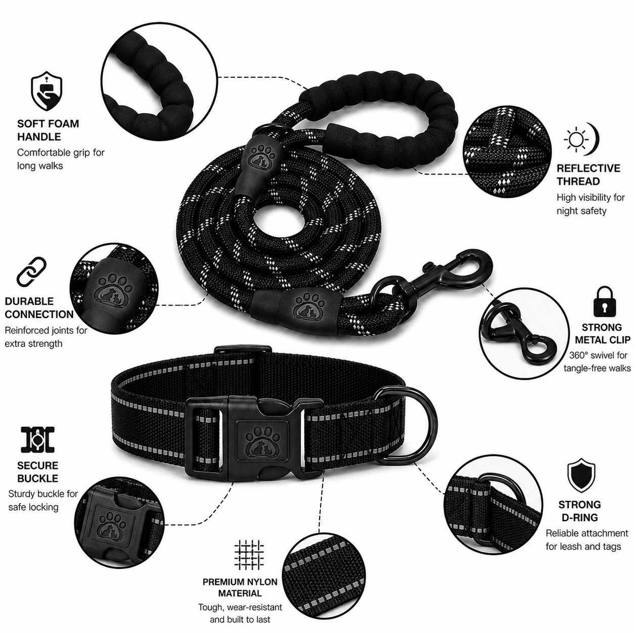 Urban Stride Adjustable Dog Lead Set – Premium Walking & Training Leash Collection