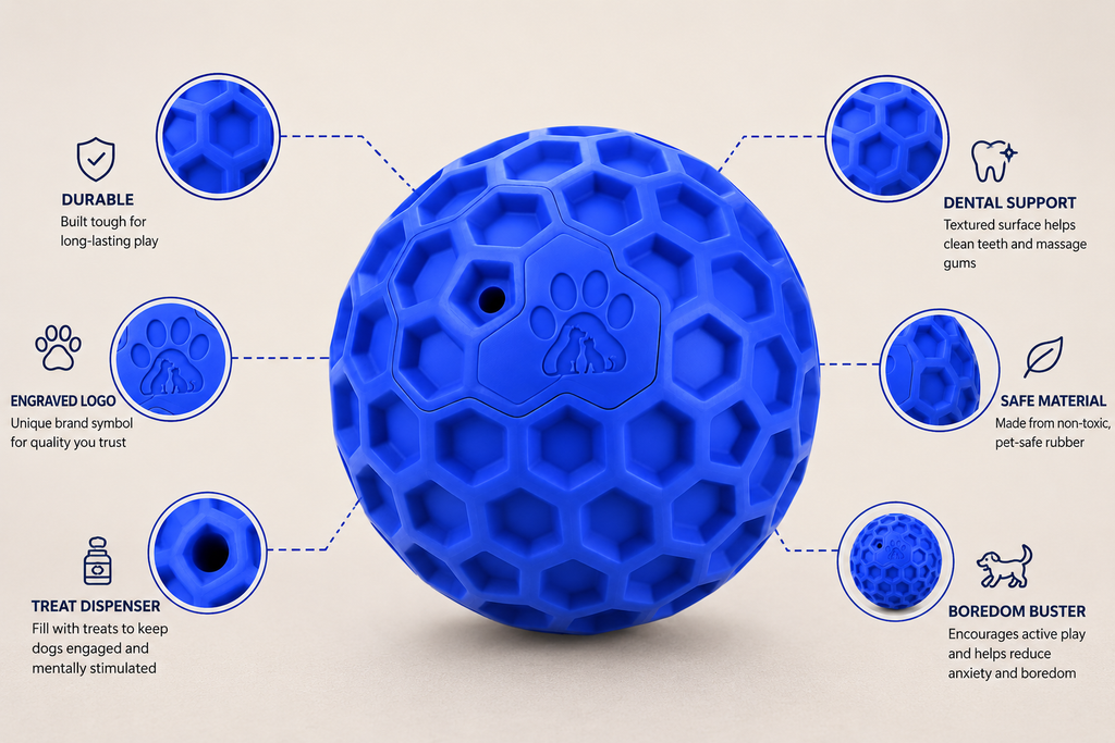 ActivePlay Treat Reward Dog Ball – Durable Interactive Chew Toy for Smart Dogs