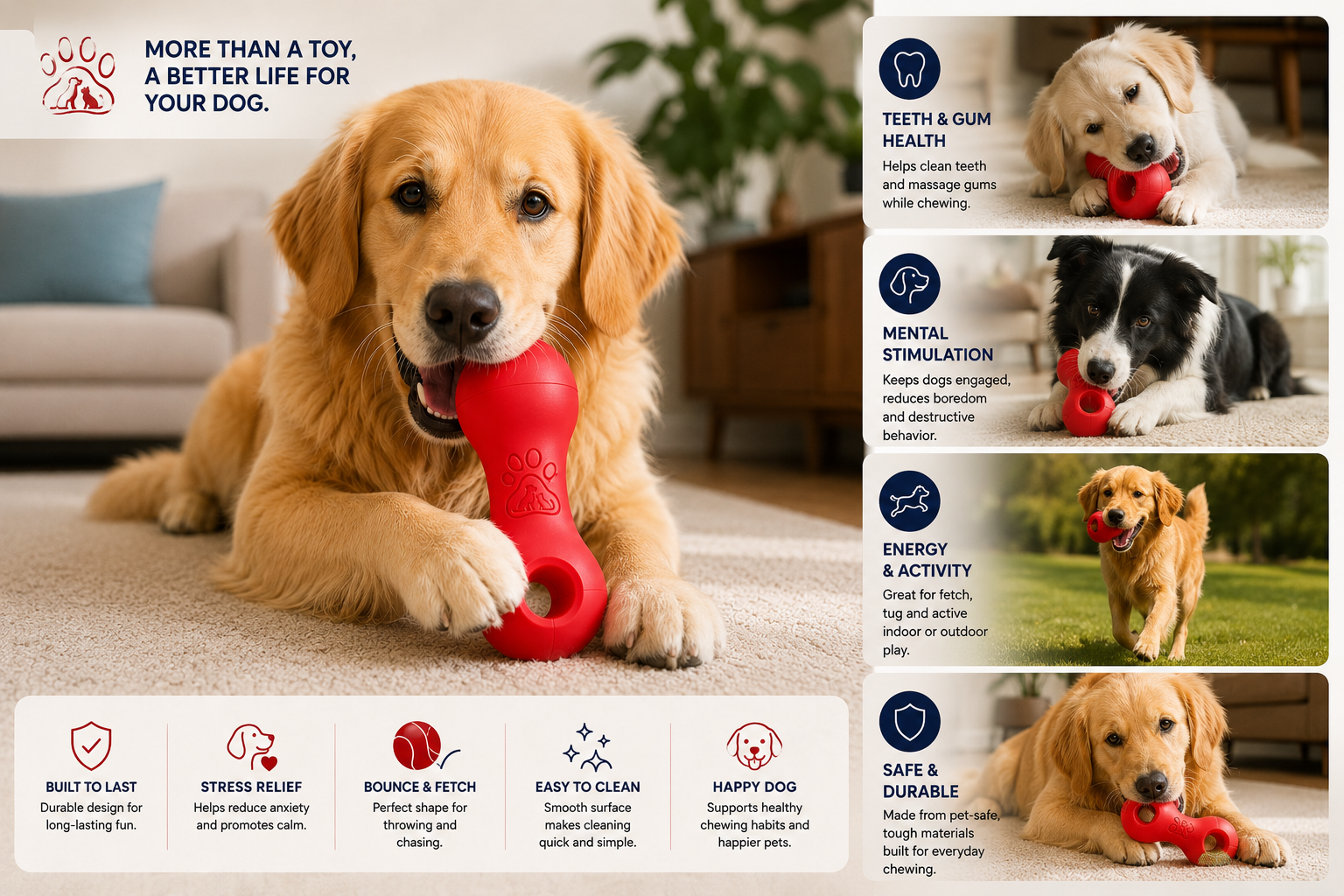Power Paws Treat Chase Toy – Durable Interactive Rubber Chew Toy for Dogs