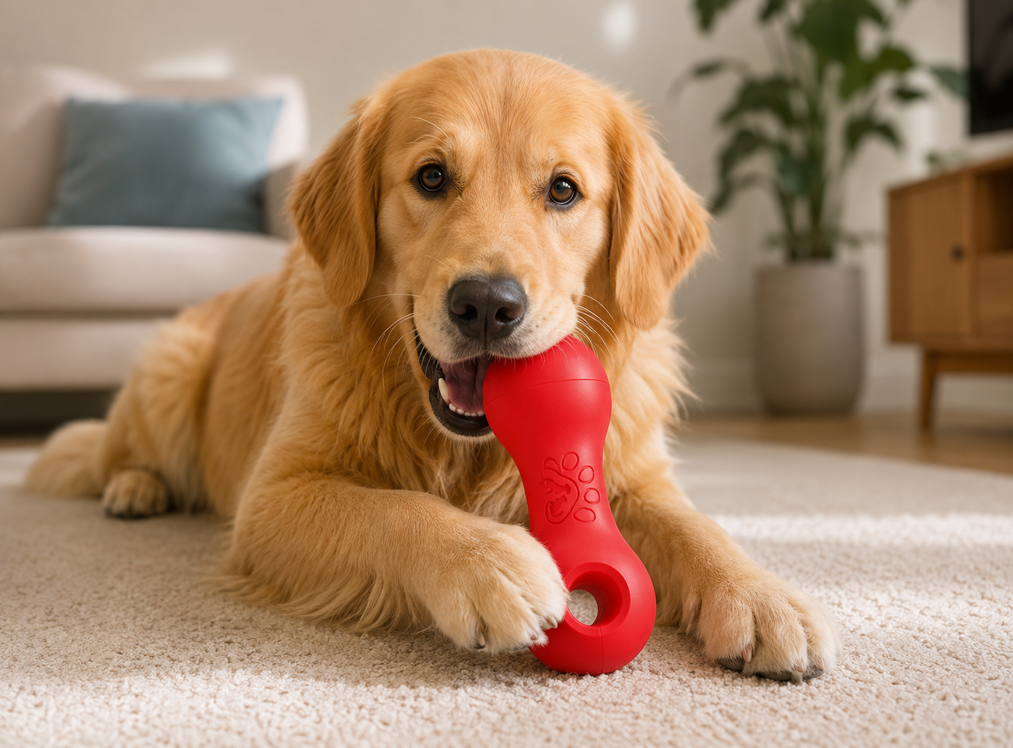 Power Paws Treat Chase Toy – Durable Interactive Rubber Chew Toy for Dogs