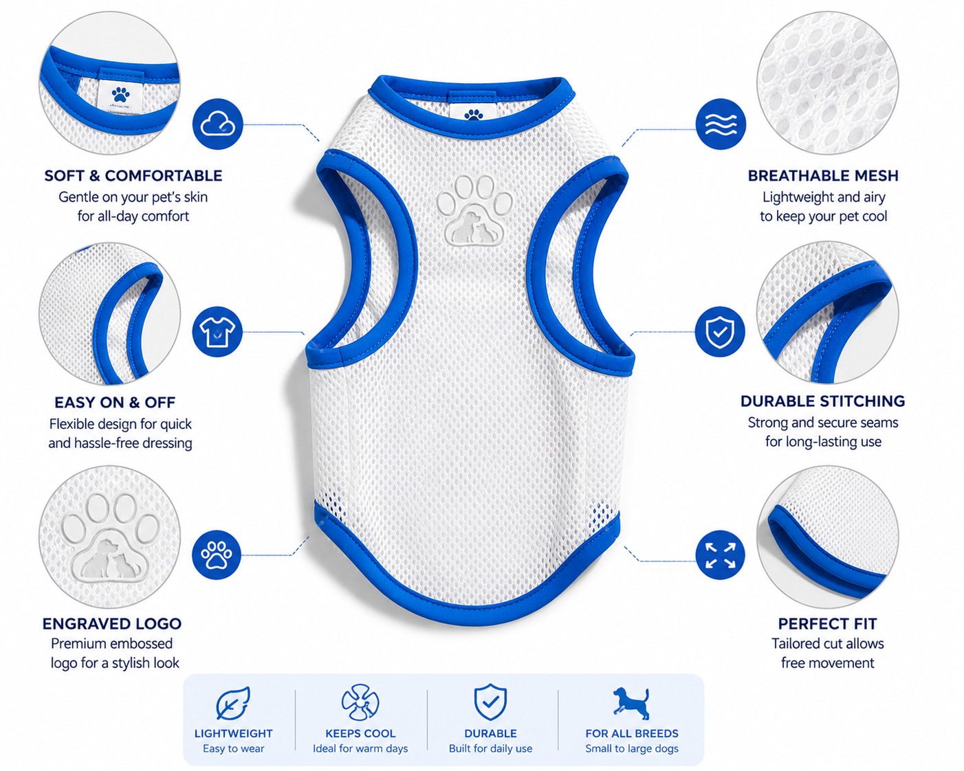 Arctic Breeze Pet Vest – Lightweight Breathable Cooling Shirt for Dogs