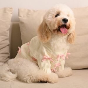Pink Bow-3D Motif Pet Sweater